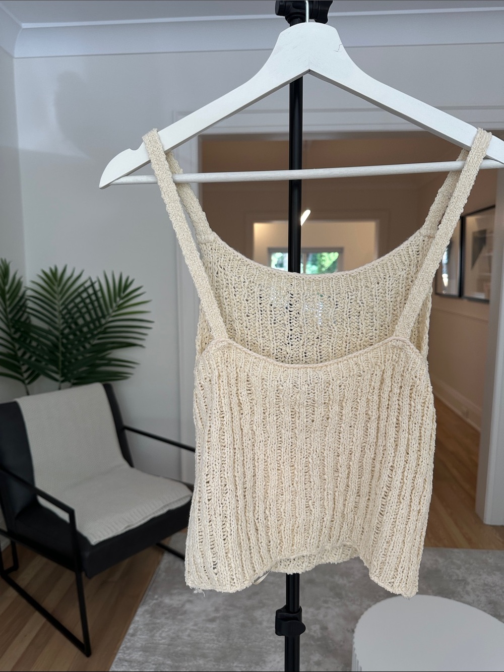 Zara Cream Knit Ribbed Tank Top - Picture 2 of 2